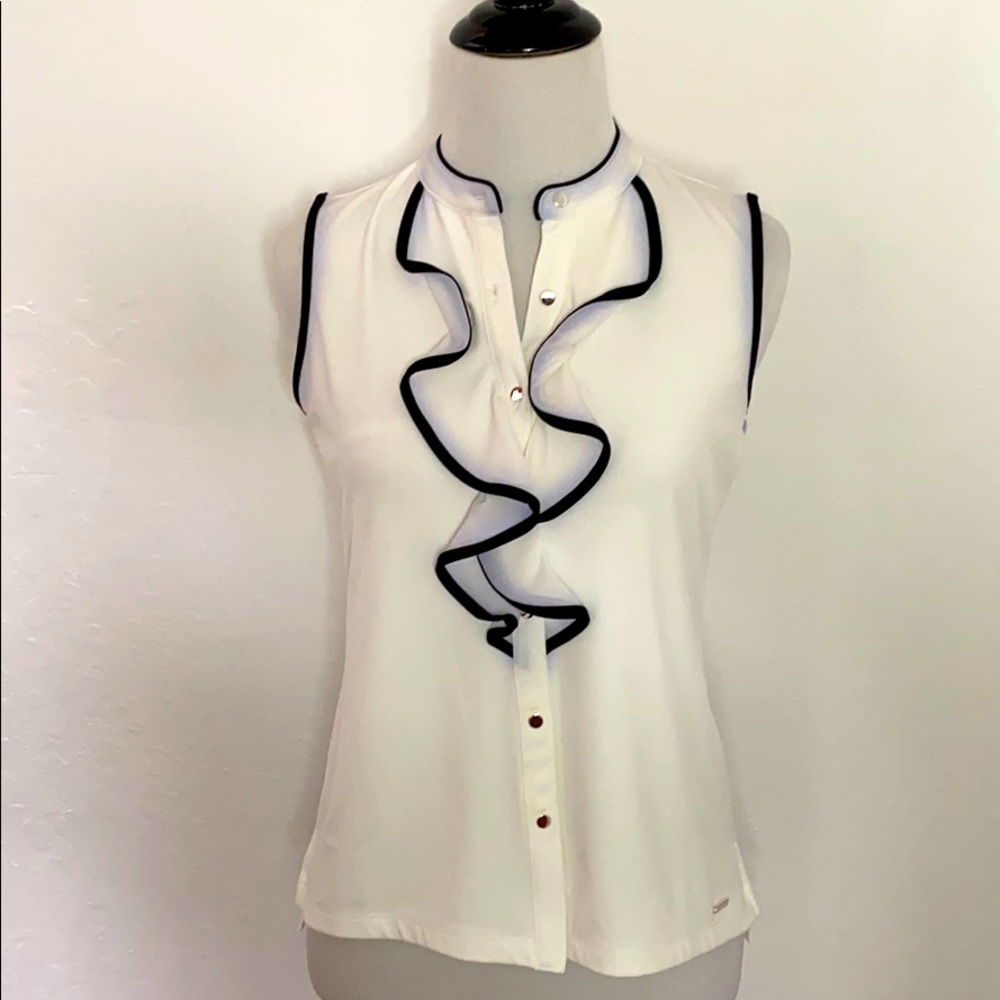 Calvin Klein White Frill Blouse PXS